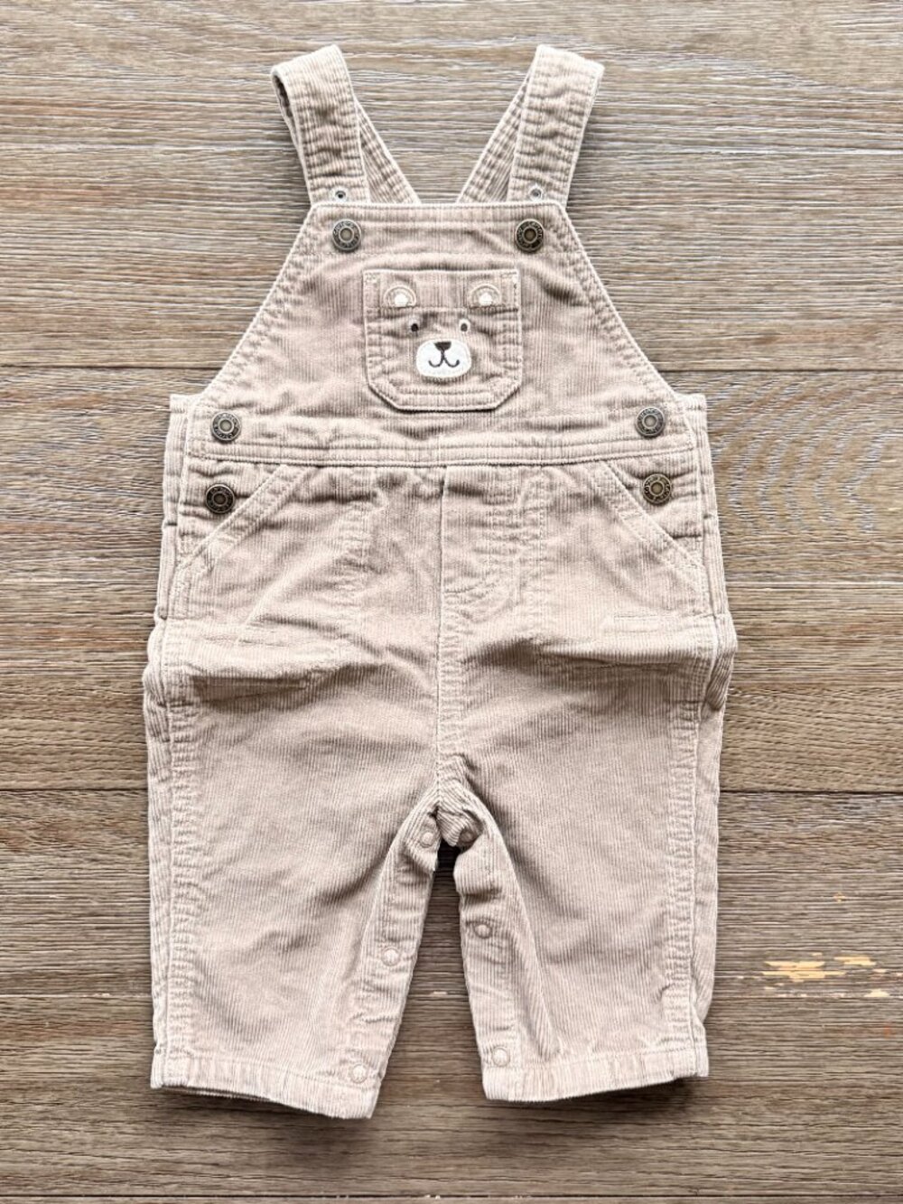 Carter’s Baby Tan Corduroy Bear Face Overalls Size 6 Months